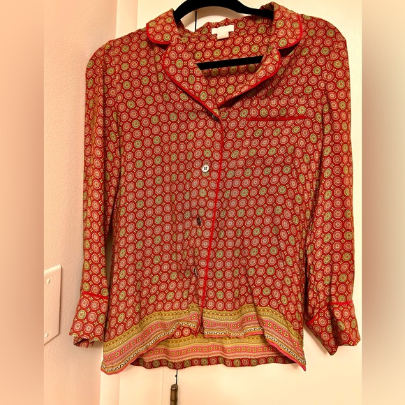 Vintage J.Crew 100% Silk Button-Up Blouse - Picture 1 of 4